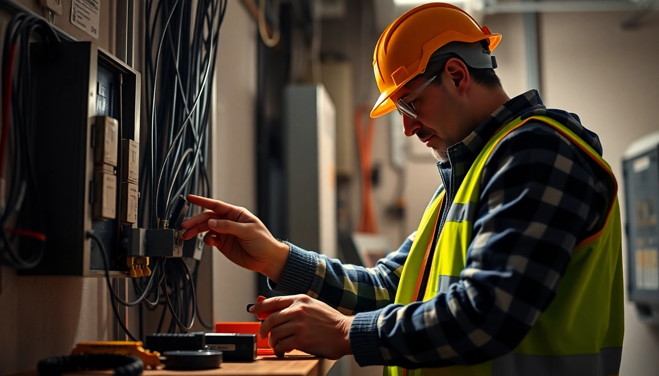 Professional electrician performing repairs during an Elektriker Notdienst emergency.