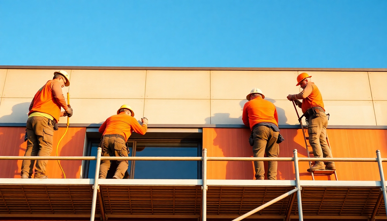 Professional facade installation demonstrating skilled workers and modern tools for effective facade installation.