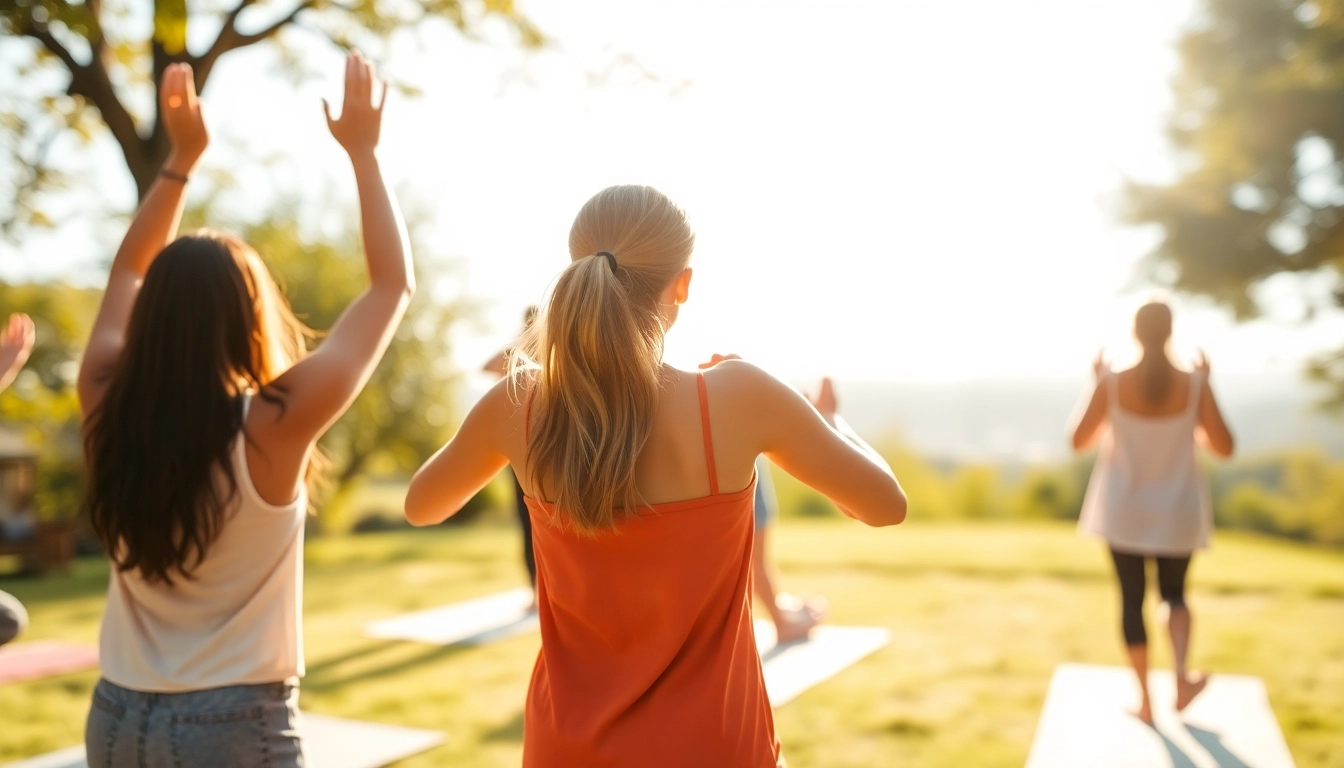 People practicing yoga in a tranquil outdoor setting at healthlifeherald.com, embracing wellness and serenity.