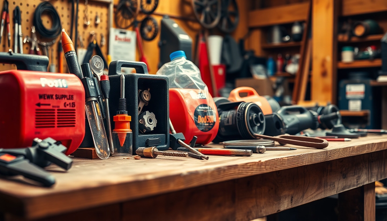 Explore a variety of welding supplies near me displayed on a workbench, showcasing tools and materials effectively.