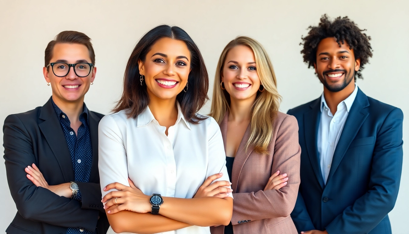 Capture high-quality company headshots with friendly expressions and professional attire.