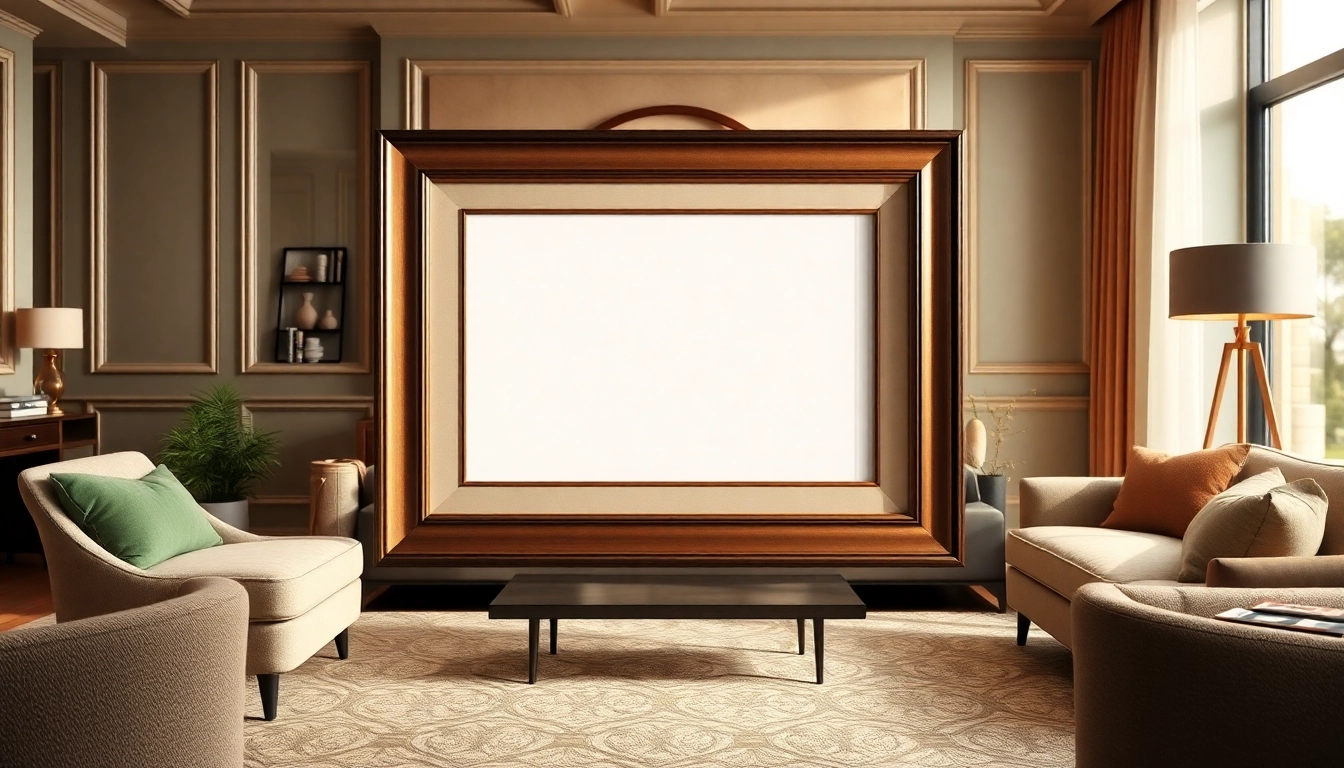 Display a stylish 20x30 frame in a sophisticated living room environment featuring elegant decor.