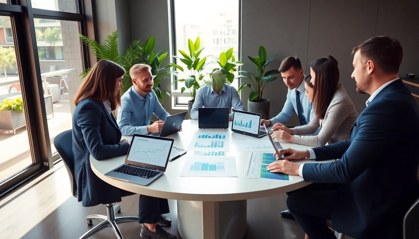 Analyze competitor pricing research with a dedicated team in a modern office setting.