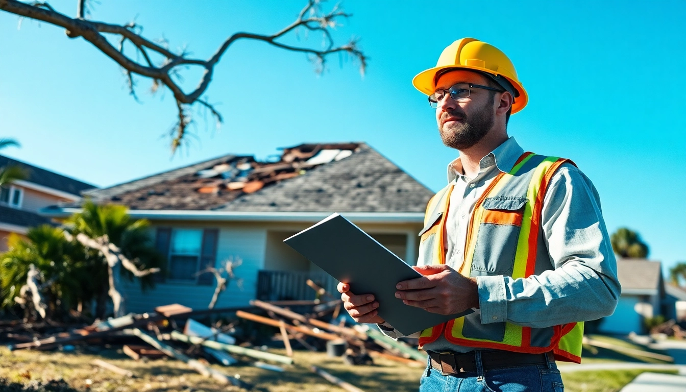 Assessing Florida Hurricane Damage with professional contractor evaluating residential roof issues.