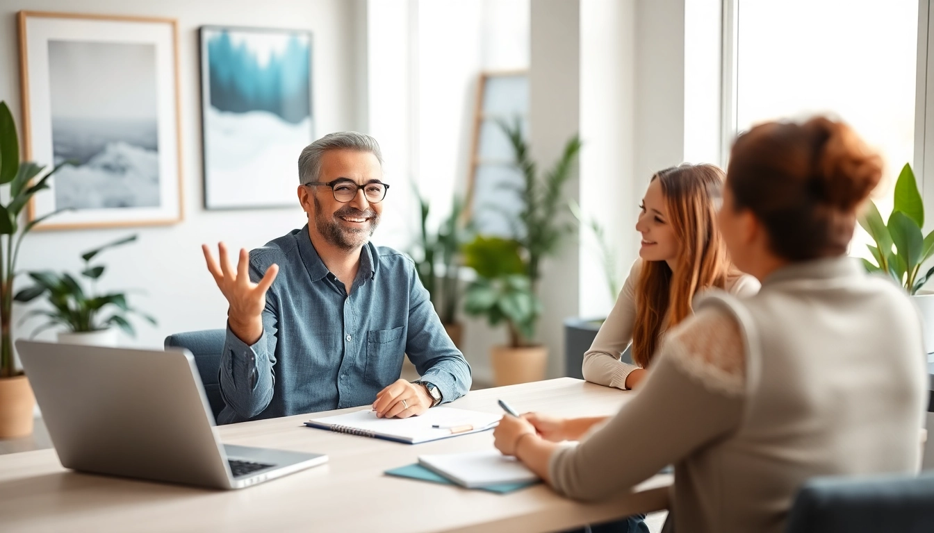 Empower couples with guidance from a relationship coach in a serene office setting.