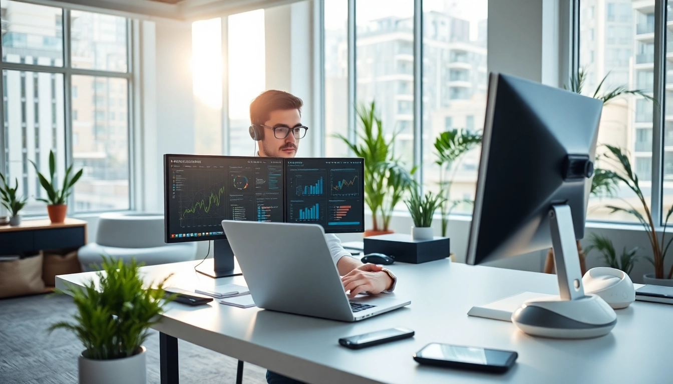 Enhance Remote IT Support Services Markham with professional technician working on dual monitors.