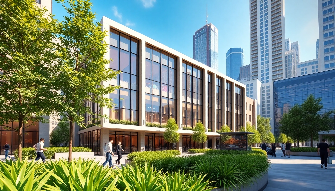 Erleben Sie hochwertige Architekturvisualisierung mit modernem Design und lebendigen Stadtszenen.