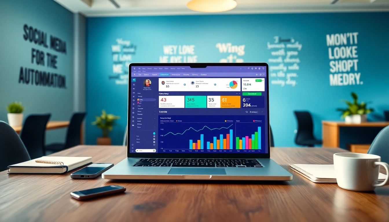Enhance productivity with Social media and blog automation tools in a modern workspace