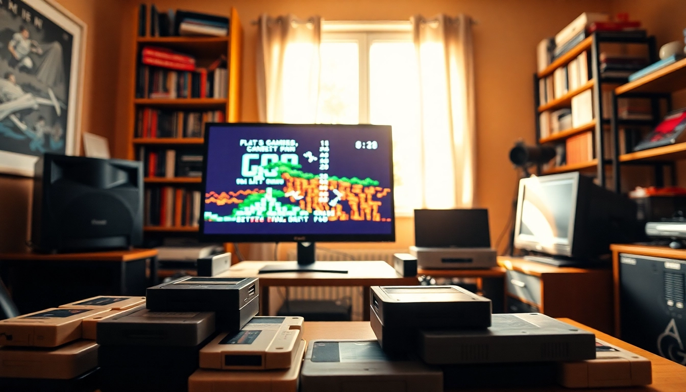 Engage in the exciting world of dos games download with a vibrant gaming setup showcasing retro classics.