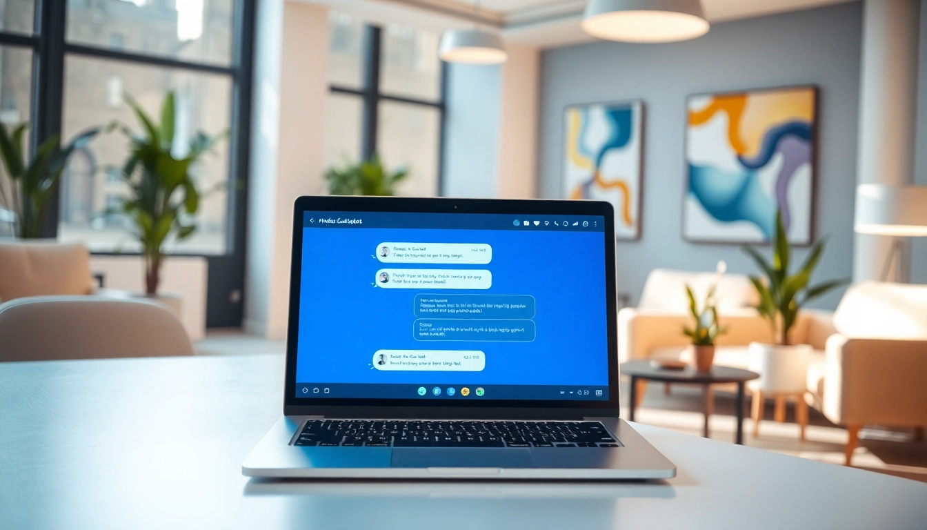 Engaging chatgpt chatbot interface demonstrated on a laptop in a bright office.