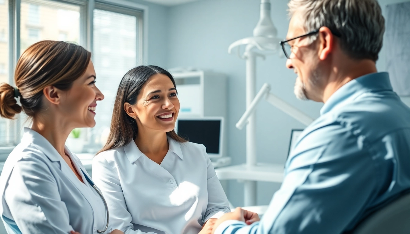 Engaged orthodontist discussing treatment options with a patient in a bright office setting.