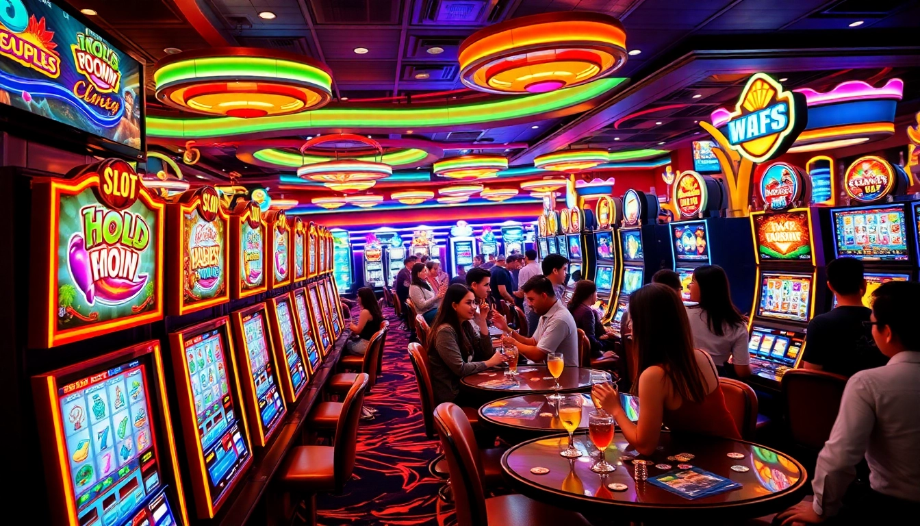 Menghadirkan pengalaman bermain game slot dengan suasana kasino yang ceria.