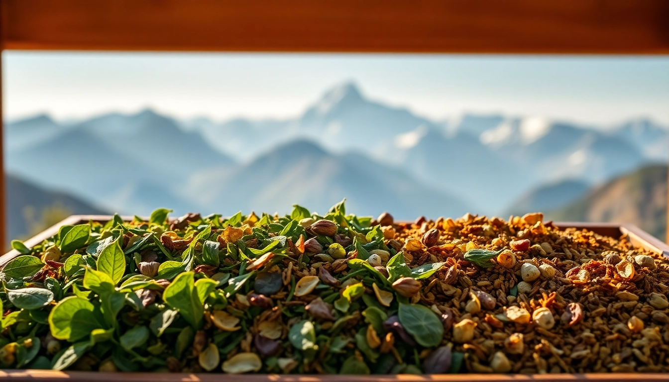 Discover the best teas from Nepal with a vibrant selection of loose-leaf varieties in a natural setting.
