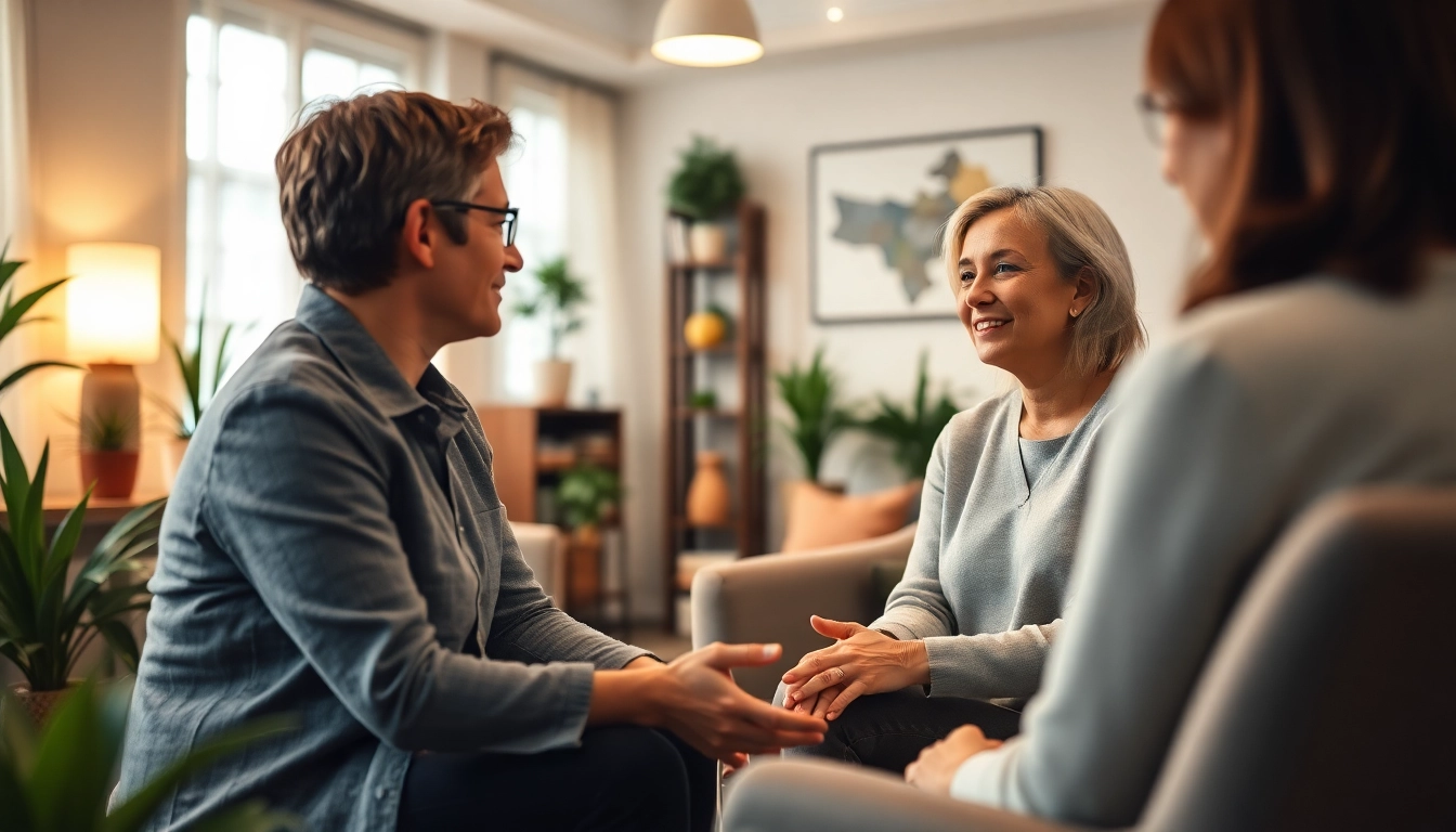 Engaging psychotherapy session in Dubai showcasing a therapist and client connection.
