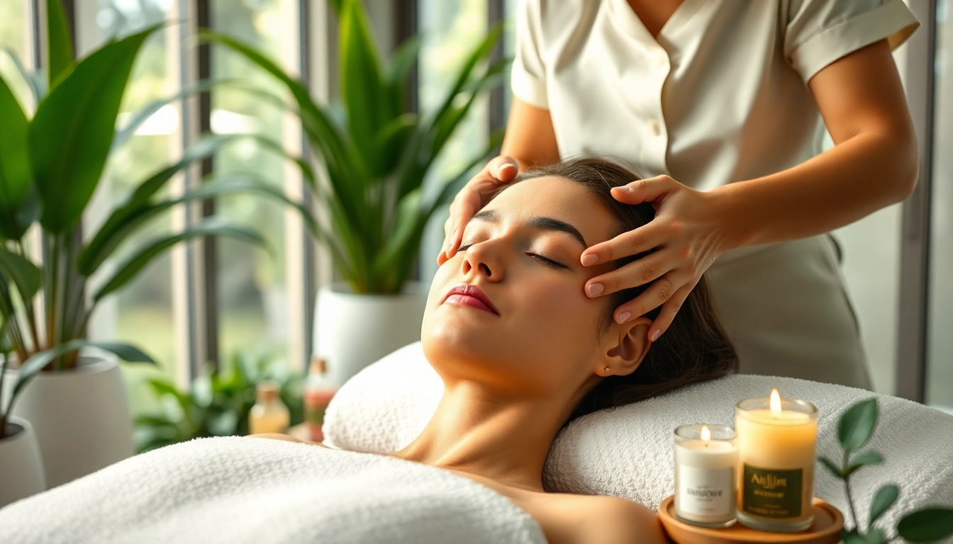 Enhancing beauty through a facial treatment in a tranquil spa with a relaxing atmosphere.