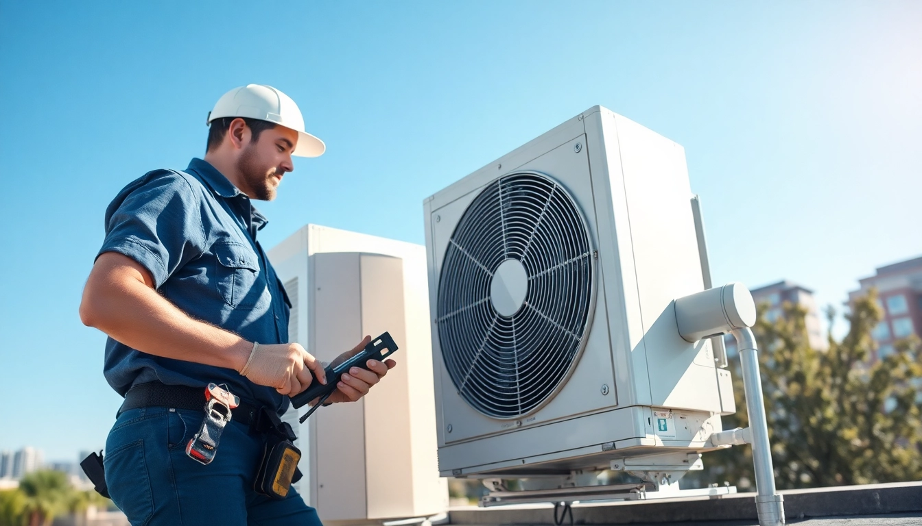 Expert conducting ac repair glendale az on a rooftop in bright, sunny conditions.