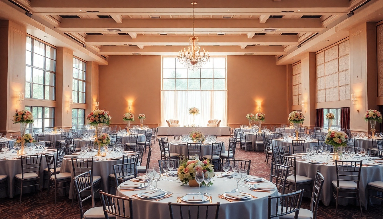 Experience the elegant ambiance of the trenton event center during a wedding reception setup.