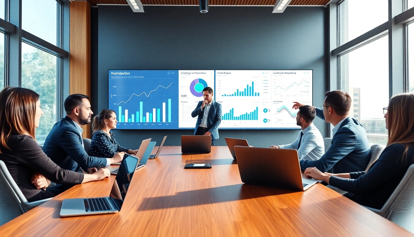 Leverage ai for competitive intelligence in a professional meeting showcasing analytics and collaboration.