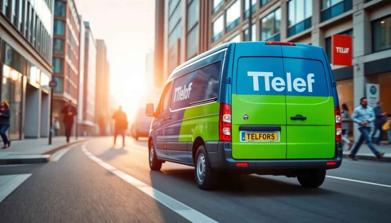 Delivering parcels with a professional Telford courier service in a vibrant urban setting.