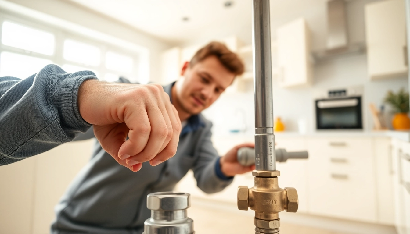 Skilled plumbers in Bristol installing high-quality plumbing in a modern kitchen setting.