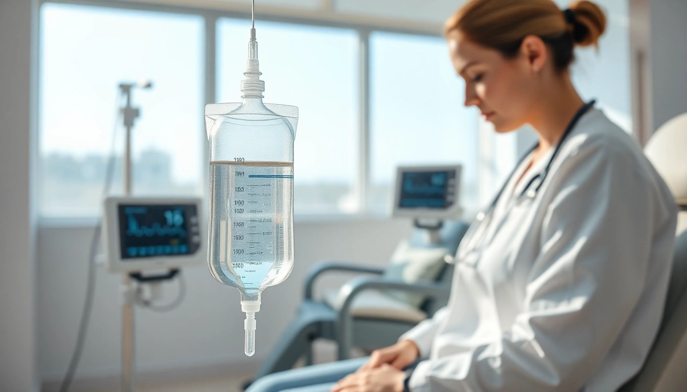 Patient receiving a nad iv infusion in a calming clinic environment.