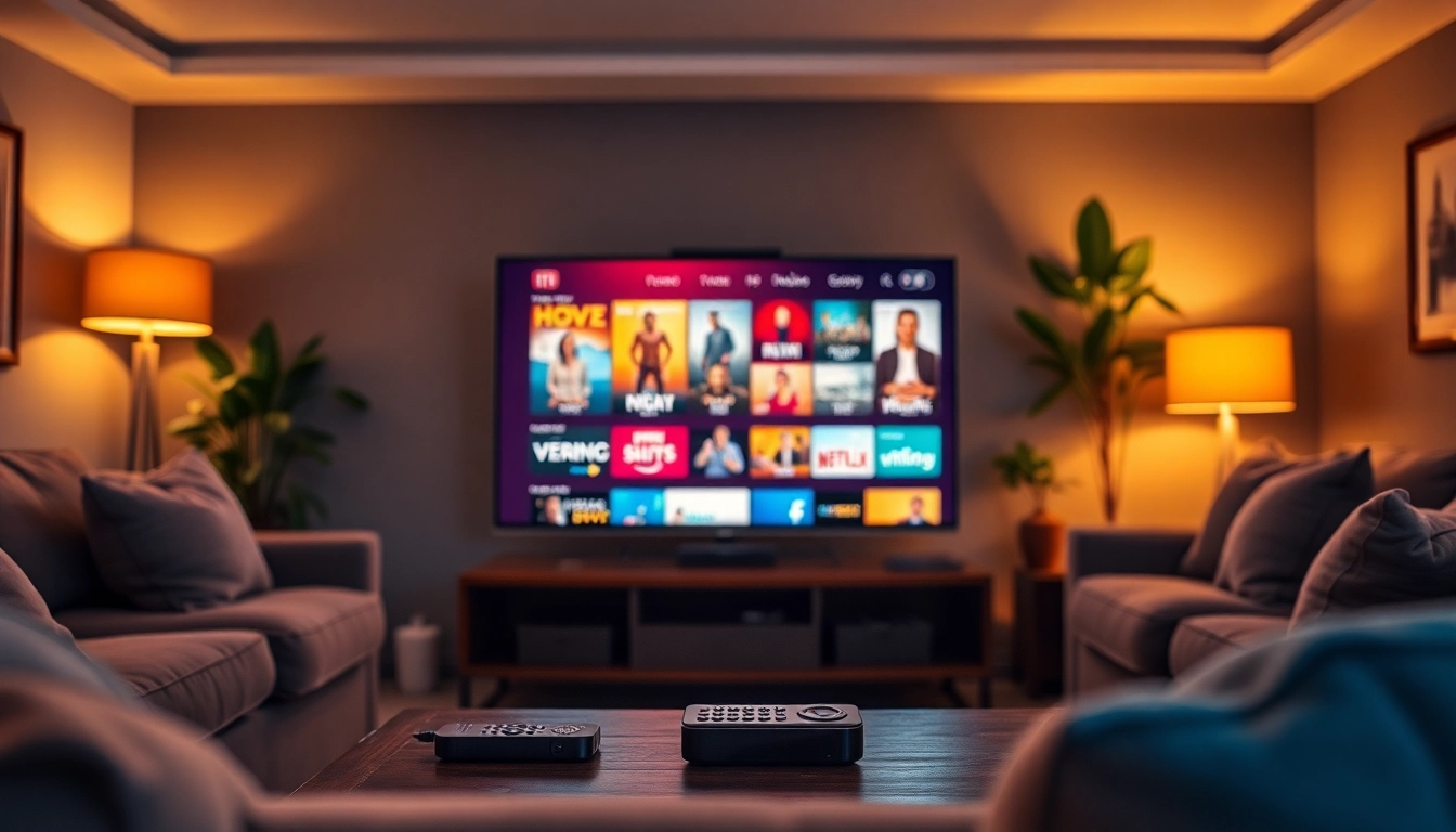 Comprar IPTV en un entorno acogedor con una televisión moderna y canales coloridos.