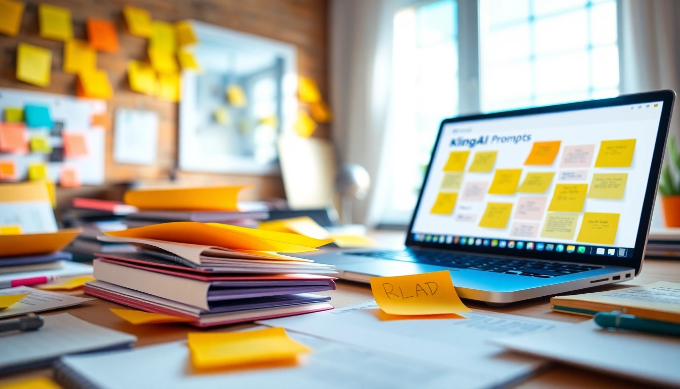 Generate creative content with KlingAI Prompts in a vibrant digital workspace.