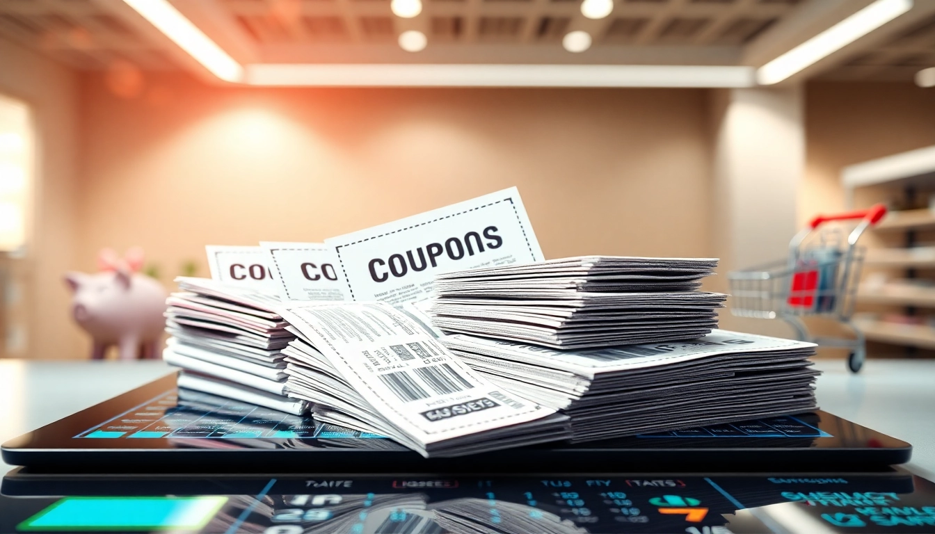 Engaging display of Coupons showcasing diverse designs and savings opportunities.