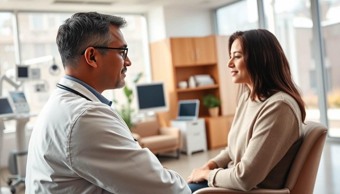 Concierge medicine las vegas professional doctor consults with a patient in a modern medical office.