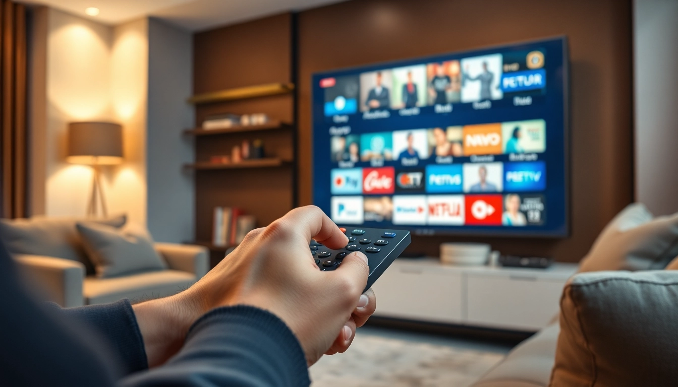 Regarder le service IPTV sur un téléviseur moderne dans un salon confortable.