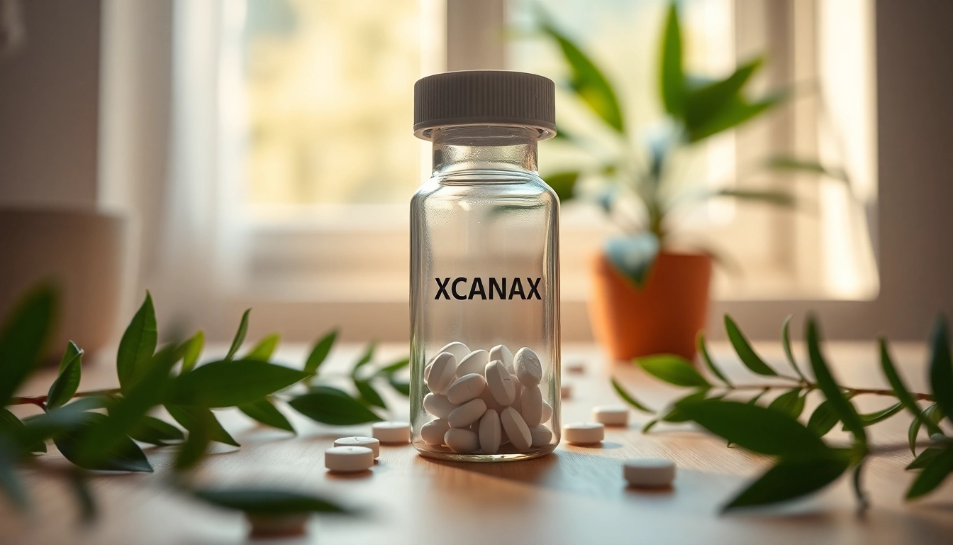 Xanax no prescription with a calming glass vial in a peaceful natural setting