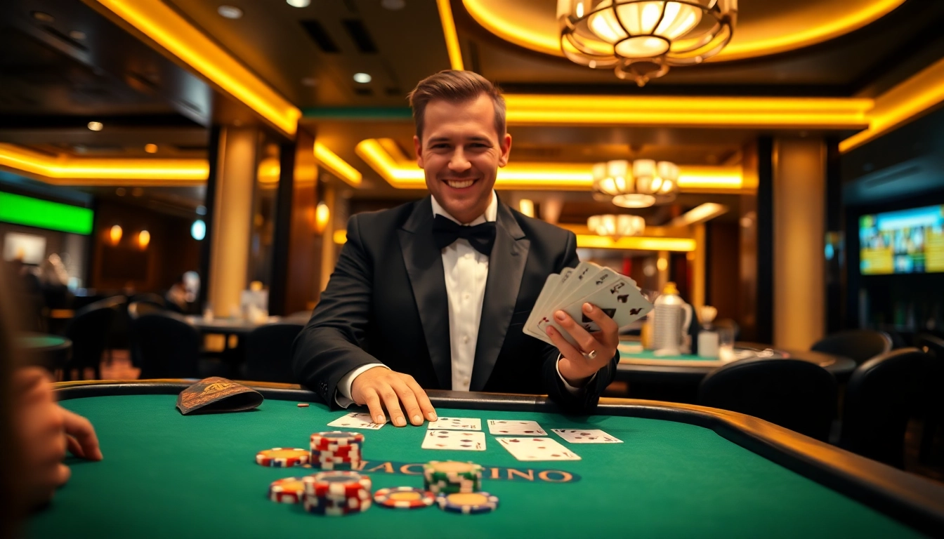 Duel Kasino Blackjack - Ammattimainen jakaja jakamassa kortteja jännittävässä kasinossa