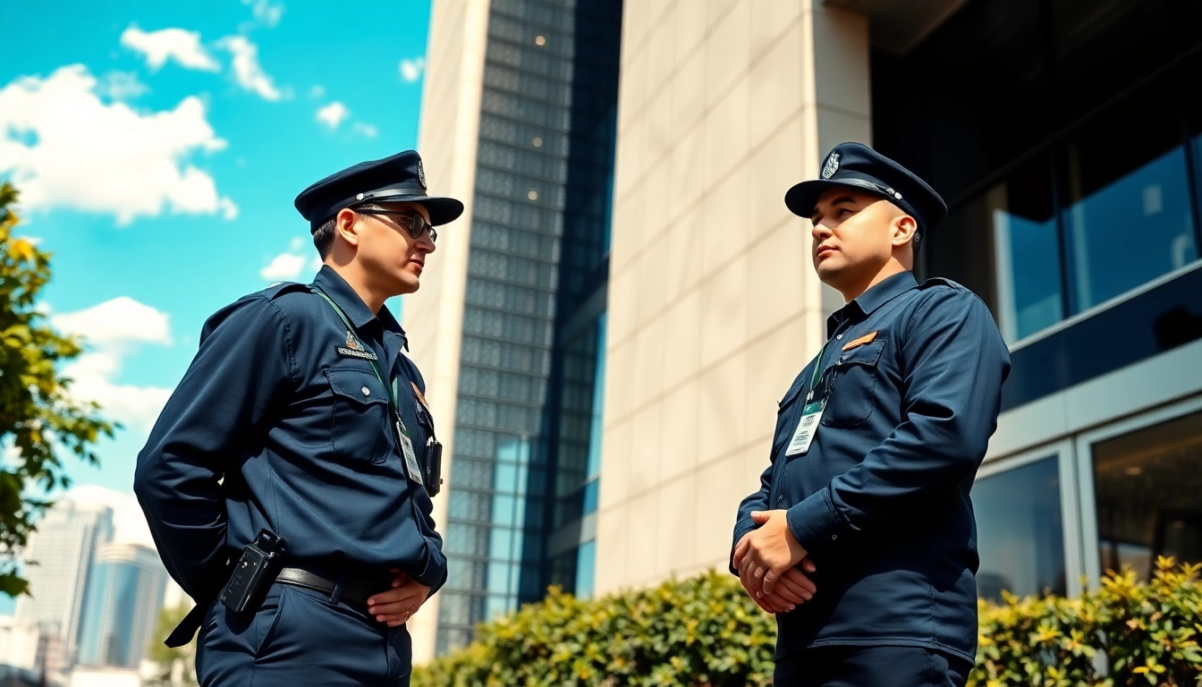 Security Guards Manchester ensuring safety outside a commercial building in Manchester city.
