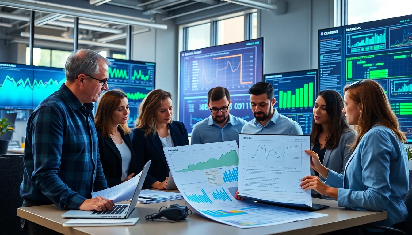 Analyze trends with data anomaly detection in a modern workplace setting featuring diverse professionals.