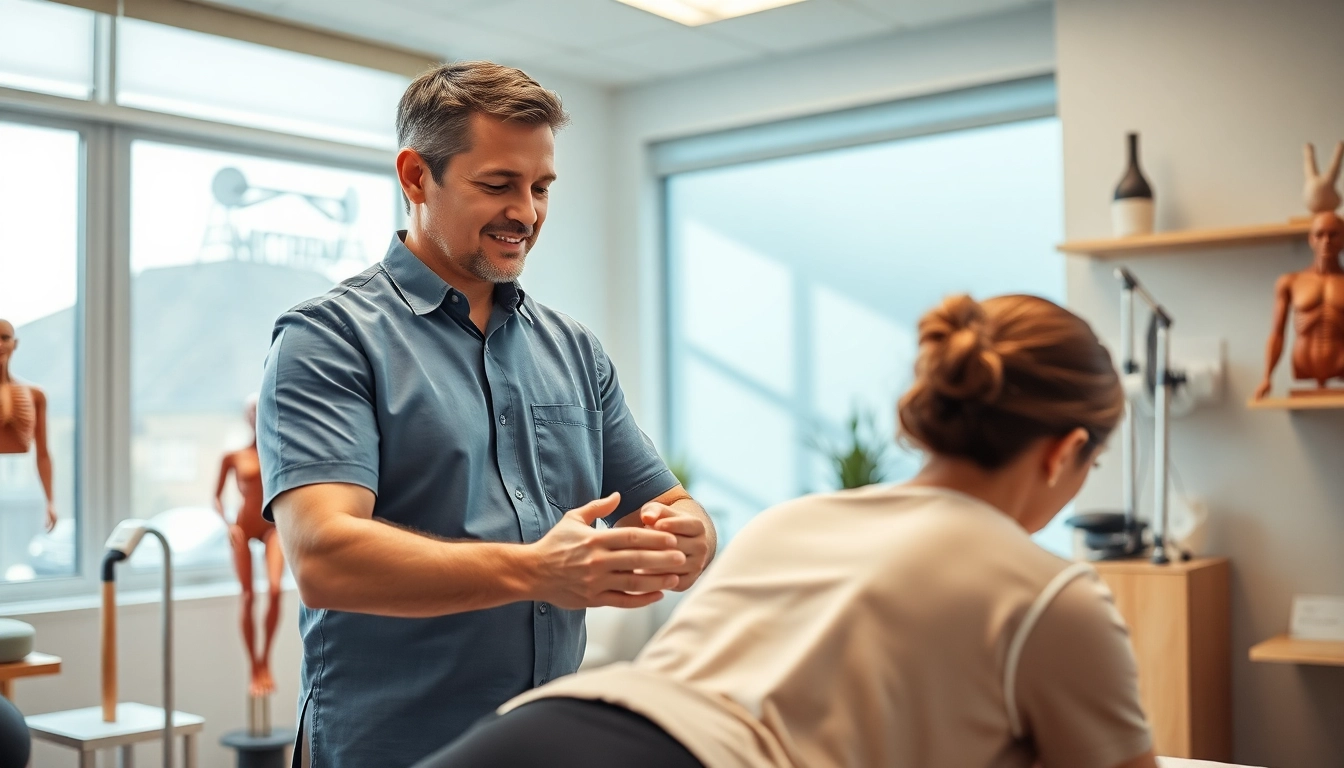 Chiropractor performing spinal adjustments in a welcoming clinic environment.