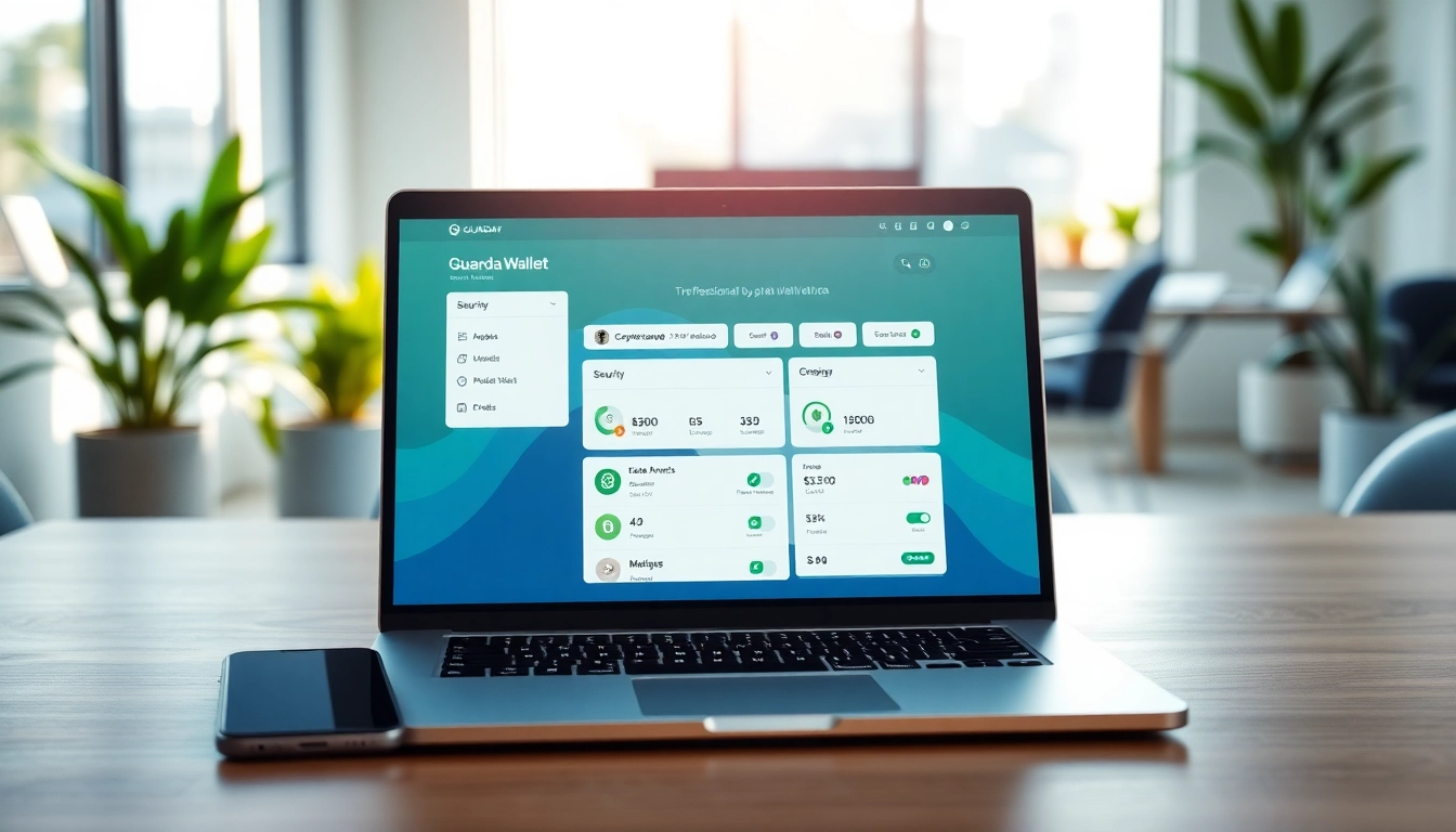 Interact with the guarda wallet showcasing its features on a modern workspace.