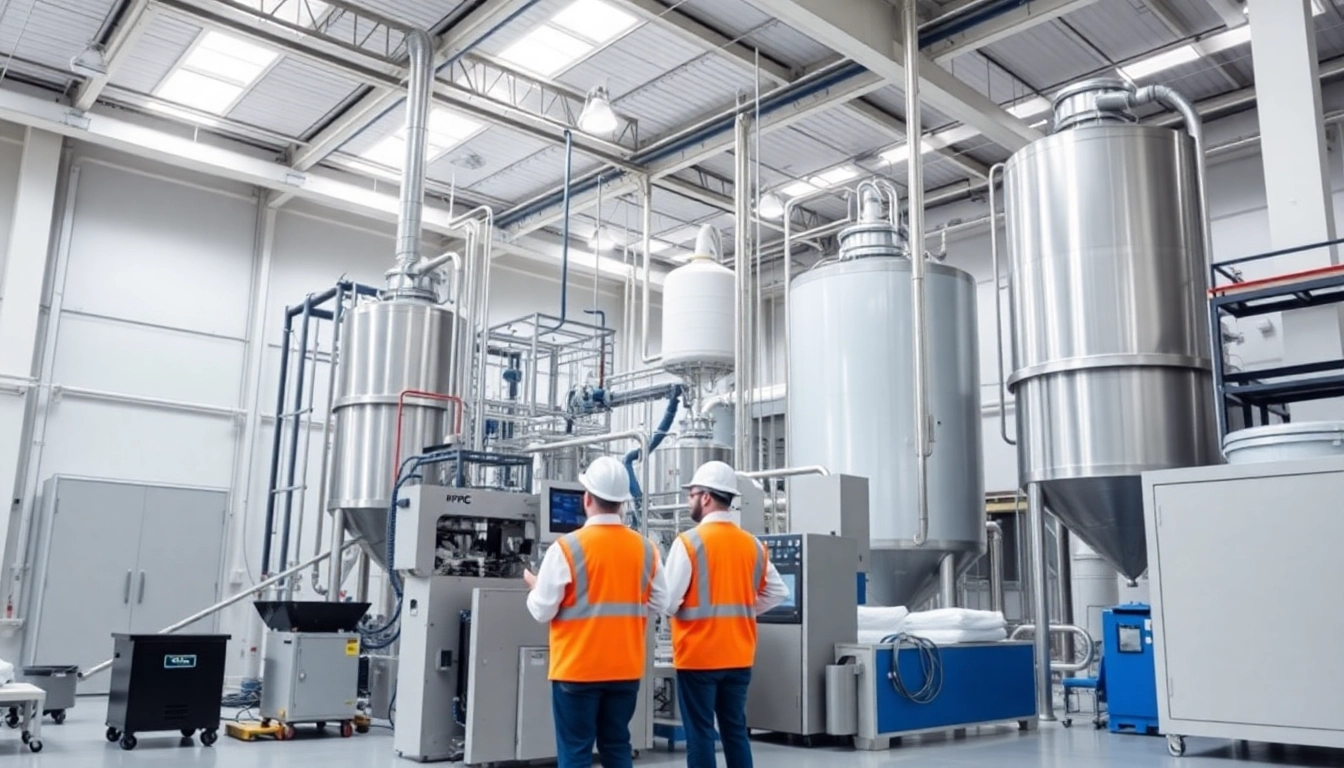 View of a professional HPMC factory with workers overseeing hydroxypropyl methylcellulose production.