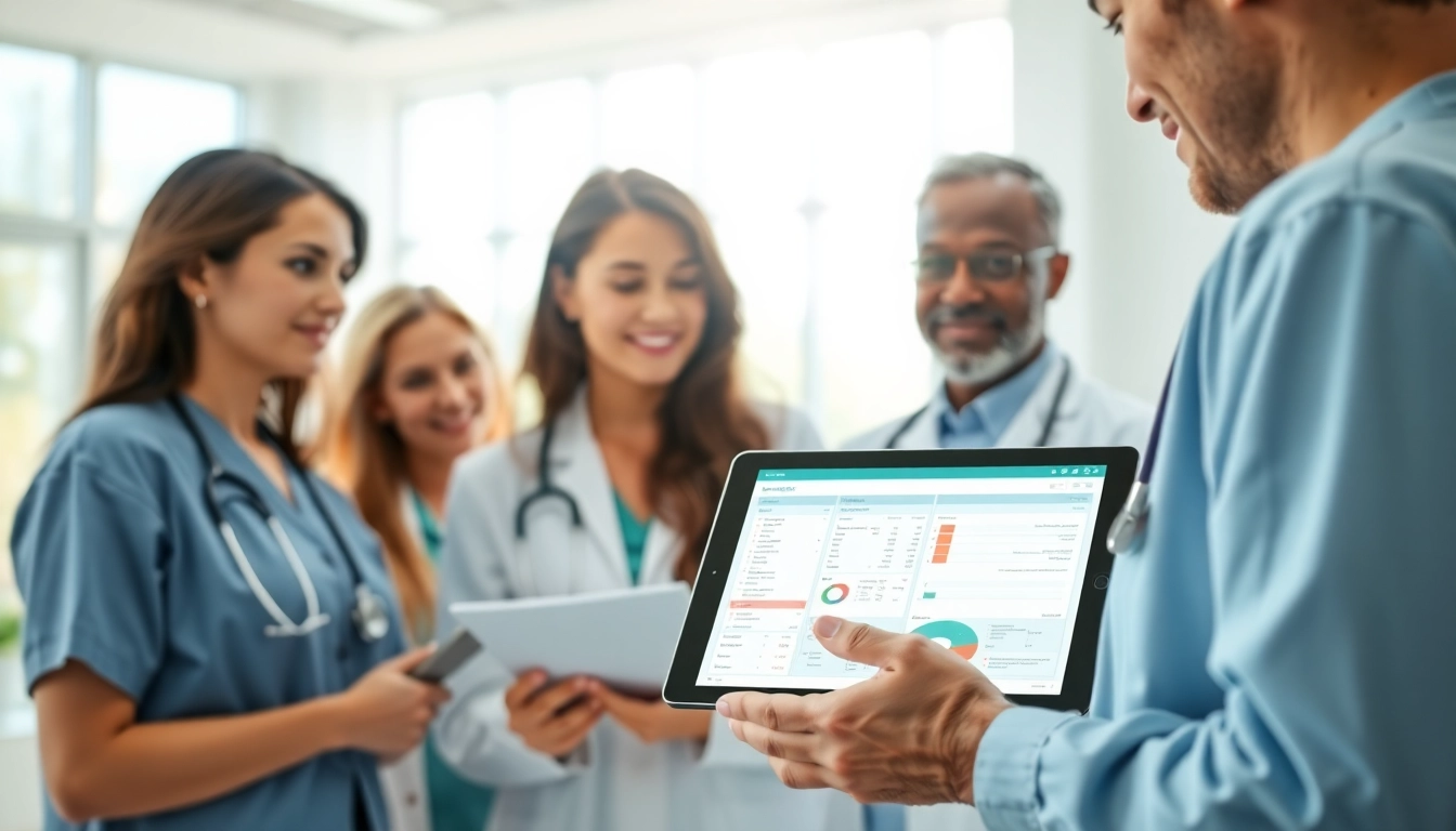 Reviewing the best eprescribing software in a modern clinic setting with healthcare professionals.