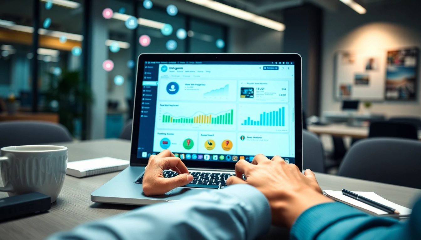 Engaging interface of an Instagram smm panel on a laptop highlighting metrics and analytics.