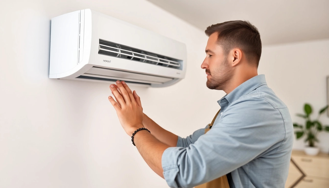 Expert performing ac repair glendale az in a bright living room environment.