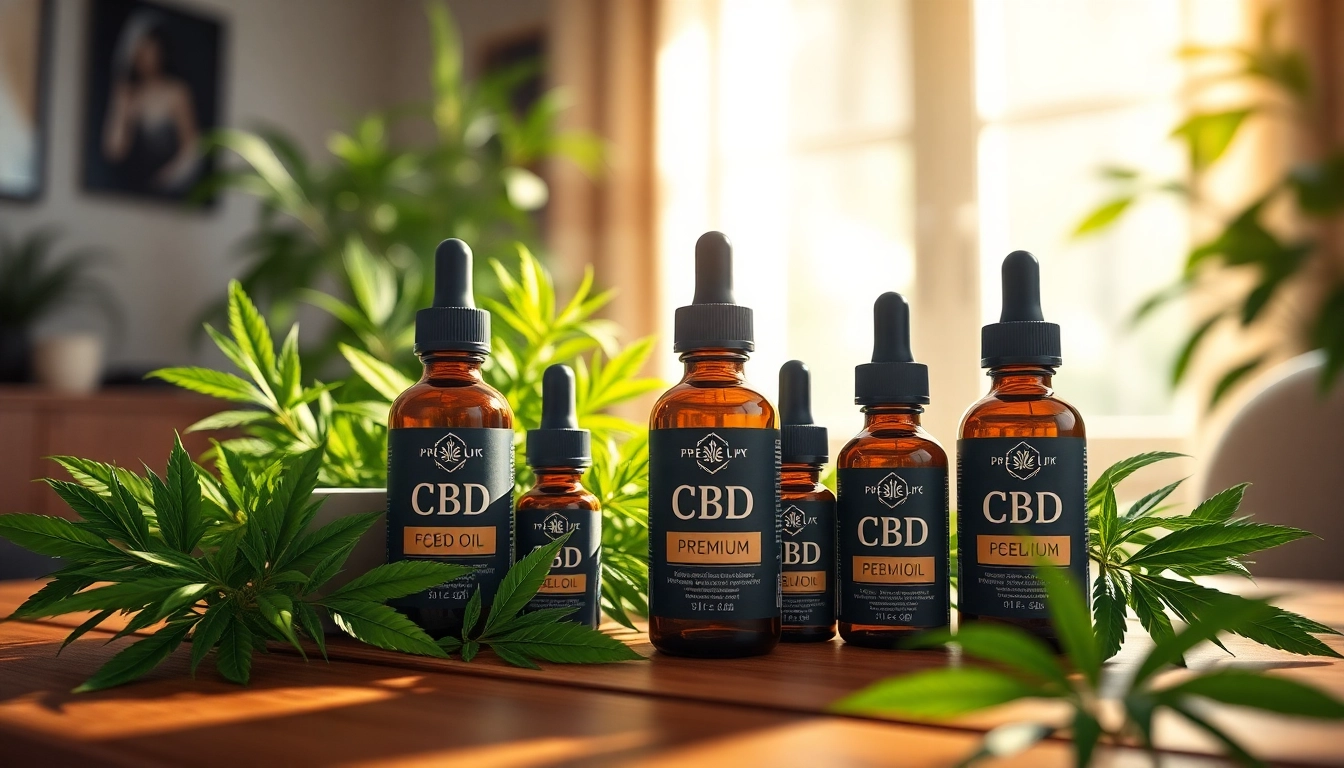 Showcasing premium CBD UK oil bottles in a natural setting with lush greenery.